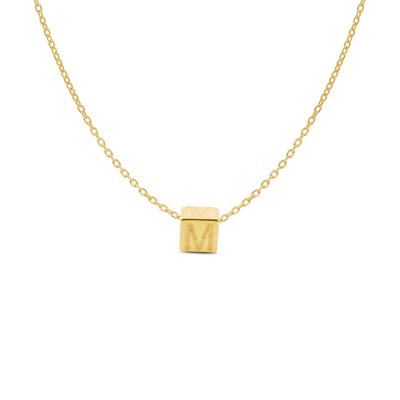 Minimalistische letter ketting cube - 14K GOUD - Goud - M