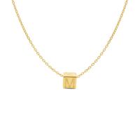 Minimalistische letter ketting cube - 14K GOUD - Goud - M