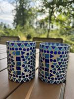 Waxinehouder mozaiek cilinder - Cantara - blauw