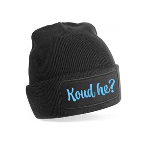 Wintersport muts voor volwassenen - Koud He - zwart - blauwe glitters - one size - Apres ski beanie