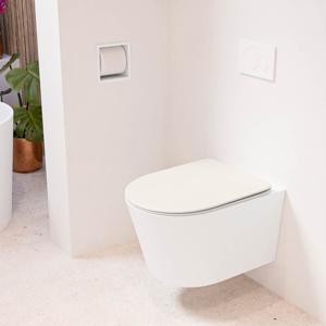 MONDIAZ LAVIE hangend toilet single fire rimless diepspoel Talc, Toiletzitting met quick-release & softclose Linen