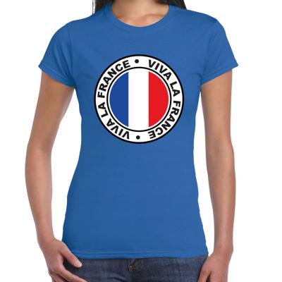 Verkleed T-shirt voor dames - Viva la France - blauw - supporter - themafeest