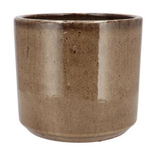 DK Design Bloempot - rond - Brown Glaze - taupe - D23xH26cm - glanzend