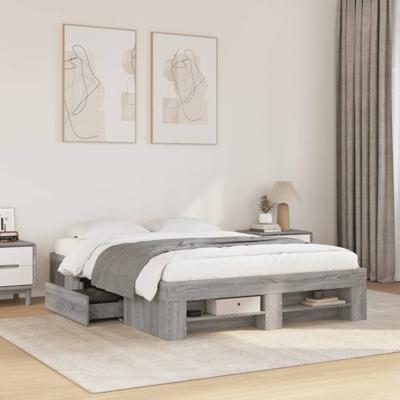 Bedframe bewerkt hout grijs sonoma eikenkleurig 140x190 cm