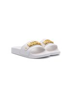 Moschino Kids claquettes à plaque logo - Blanc - thumbnail