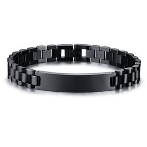 Heren armband Tom Jaxon Edelstaal Graveerplaat Zwart - 21cm