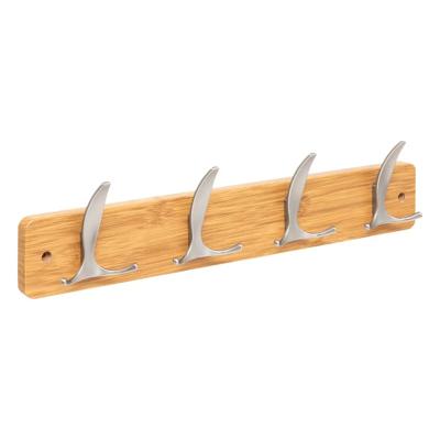 5Five Kapstok - 4 ophang haken - RVS - naturel/zilver - 45 x 10 cm - wandkapstok