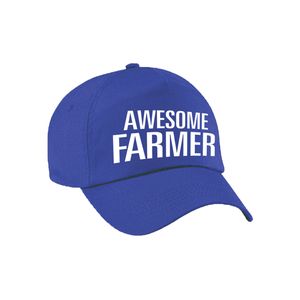 Awesome farmer pet / cap blauw voor volwassenen