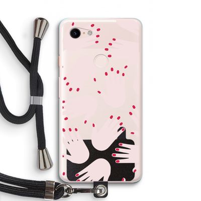 Hands pink: Pixel 3 XL Transparant Hoesje met koord