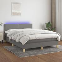 Boxspring met matras en LED stof donkergrijs 140x200 cm
