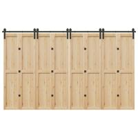 VidaXL Doos met onderdelen voor schuifdeur 366 cm staal zwart