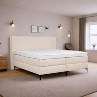 OP=OP Vaste boxspring Amber - Antislip - 180 x 200 Skaileer Lichtbeige | Incl. luxe pocket boxen + pocketvering