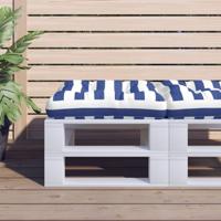 VidaXL Palletkussen gestreept 50x50x12 cm stof blauw en wit