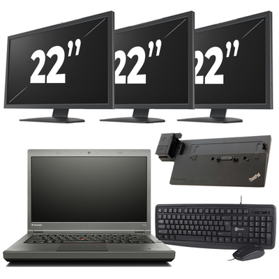 Lenovo ThinkPad T440 - Intel Core i5-4e Generatie - 14 inch - 8GB RAM - 256GB SSD - Windows 11 Home + 3x 22 inch Monitor Lenovo ThinkPad T440 - Intel Core i5-4e Generatie - 14 inch - 8GB RAM - 256GB SSD - Windows 11 Home + 3x 22 inch Monitor