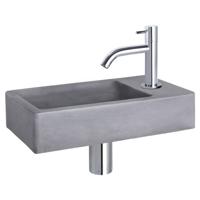 Differnz Force fonteinset beton donkergrijs - kraan gebogen - 40 x 22 x 8 cm - chroom
