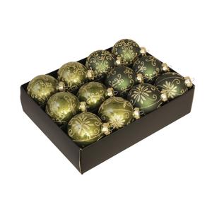 Kerstballen - 24x - 12 stuks - groen - 7.5 cm - Luxe glazen kerstballen - kerstversiering