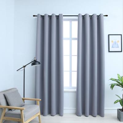 VidaXL Gordijn verduisterend met metalen ringen 2 st 140x175 cm grijs