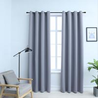 VidaXL Gordijn verduisterend met metalen ringen 2 st 140x175 cm grijs