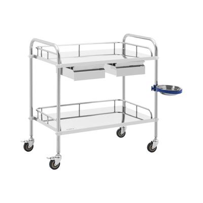 Laboratoriumwagen - roestvrij staal - 2 legborden elk 74 x 44 x 13 cm - 2 laden - 20 kg