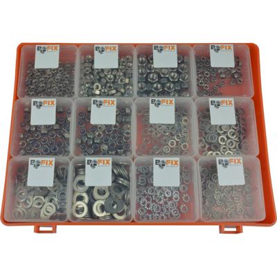 Bofix sorti 12dlg. ringen + moeren rvs