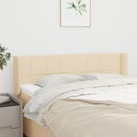 Hoofdbord met randen 147x16x78/88 cm stof crèmekleurig