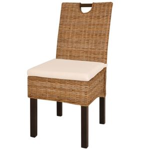 The Living Store Kubu Rattan Eetkamerstoelen - 46x57x96 cm - Natuurlijke rattan kleur - Handgemaakt