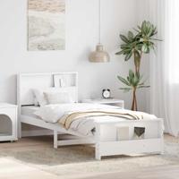Bedframe met hoofdeinde Wit 100 x 200 cm Massief grenenhout