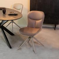 LABEL51 Eetkamerstoel Thorben - Bruin - Microfiber - Taupe Frame