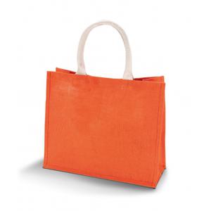 Jute boodschappen strandtas - oranje - 42 x 36 cm - Strandartikelen beach bags/shoppers