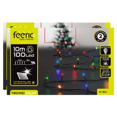 Kerstverlichting - 2x - gekleurd - 10 meter - 100 led lampjes - zwart snoer - solar
