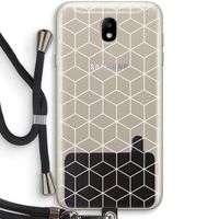 Zwart-witte kubussen: Samsung Galaxy J7 (2017) Transparant Hoesje met koord
