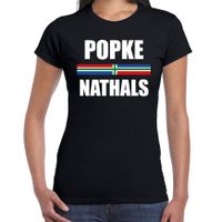 Gronings dialect shirt Popke nathals met Groningense vlag zwart voor dames 2XL  - - thumbnail