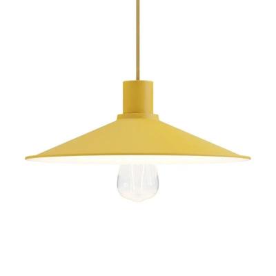 Kleine hanglamp industrieel &apos;Harry&apos; mosterdgeel incl. plafondkap kabel & fitting