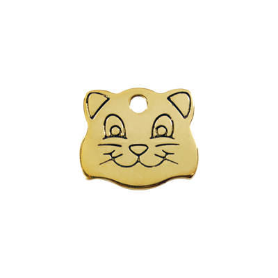 Cat Face koperen dierenpenning small/klein 2,14 cm x 1,84 cm - Reddingo