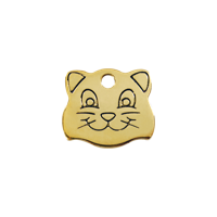 Cat Face koperen dierenpenning small/klein 2,14 cm x 1,84 cm - Reddingo