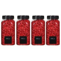 4x Decoratie/hobby steentjes rood 650 ml