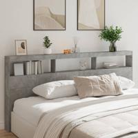 Hoofdbordkast met LED-verlichting 220x17x102 cm betongrijs Hoofdbordkast met LED-verlichting 220x17x102 cm betongrijs