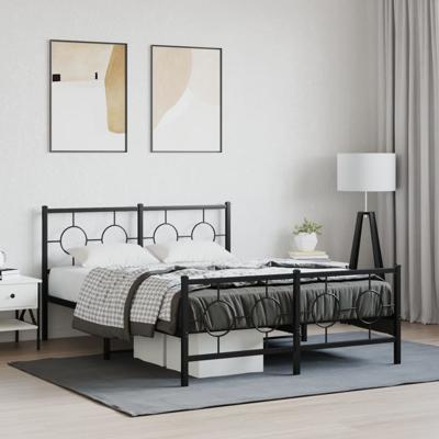 Bedframe met hoofd- en voeteneinde metaal zwart 140x200 cm
