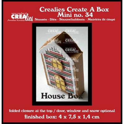 Crealies • create a box mini platte doos huis met deur, raam & sneeuw