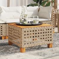 Tuintafel 55x55x36 cm poly rattan en acaciahout beige