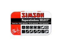 Simson Reparatiedoos Select 12,5 cm aluminium rood/wit 23-delig