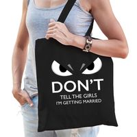 Dont tell girls married cadeau katoenen tas zwart voor volwassenen - Feest Boodschappentassen - thumbnail