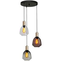 Masterlight 3-lichts vide hanglamp - goud -Porto met Nicolette glazen - 2712-05-02-35-3-234
