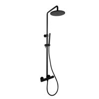 Regendoucheset Opbouw Sanilux Blair Thermostatisch Geribbelde Knop Douchekop 30 cm Mat Zwart Sanilux