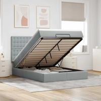 Ottoman bed met matras en LED's 140x200cm stof lichtgrijs
