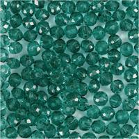 Creativ Company Facet kralen, d 4 mm, gatgrootte 1 mm, groen, 45 stuk/ 1 doos