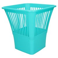 Afvalbak/vuilnisbak/kantoor prullenbak - plastic - blauw - 30 cm - thumbnail