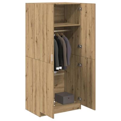 Kledingkast 80x52x180 cm bewerkt hout artisanaal eikenkleurig