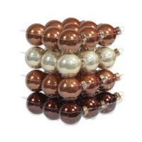 36x stuks glazen kerstballen natuurtinten (opal natural) 4 cm mat/glans - thumbnail