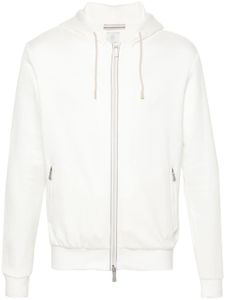 Eleventy hoodie zippé à détails rayés - Blanc